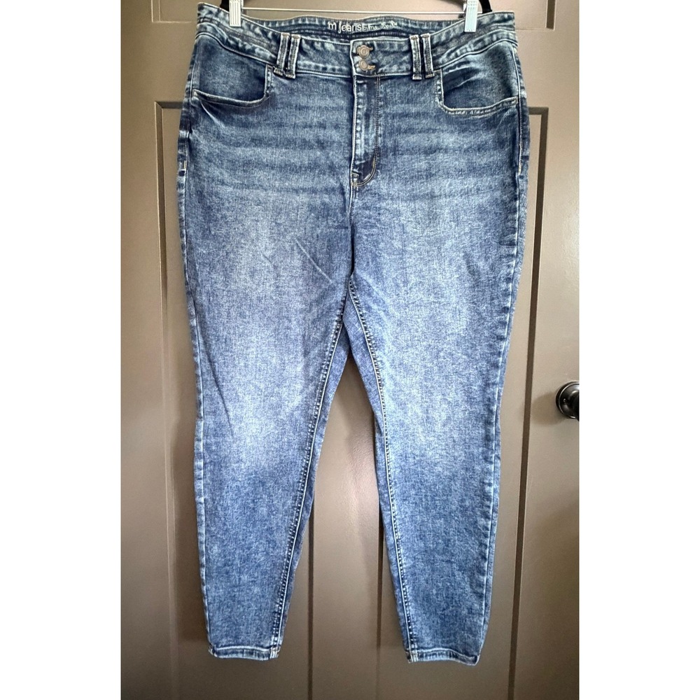 Maurices M Jeans Womens 20W Regular Mid Rise Acid Wash Blue Skinny Jeans Stretch